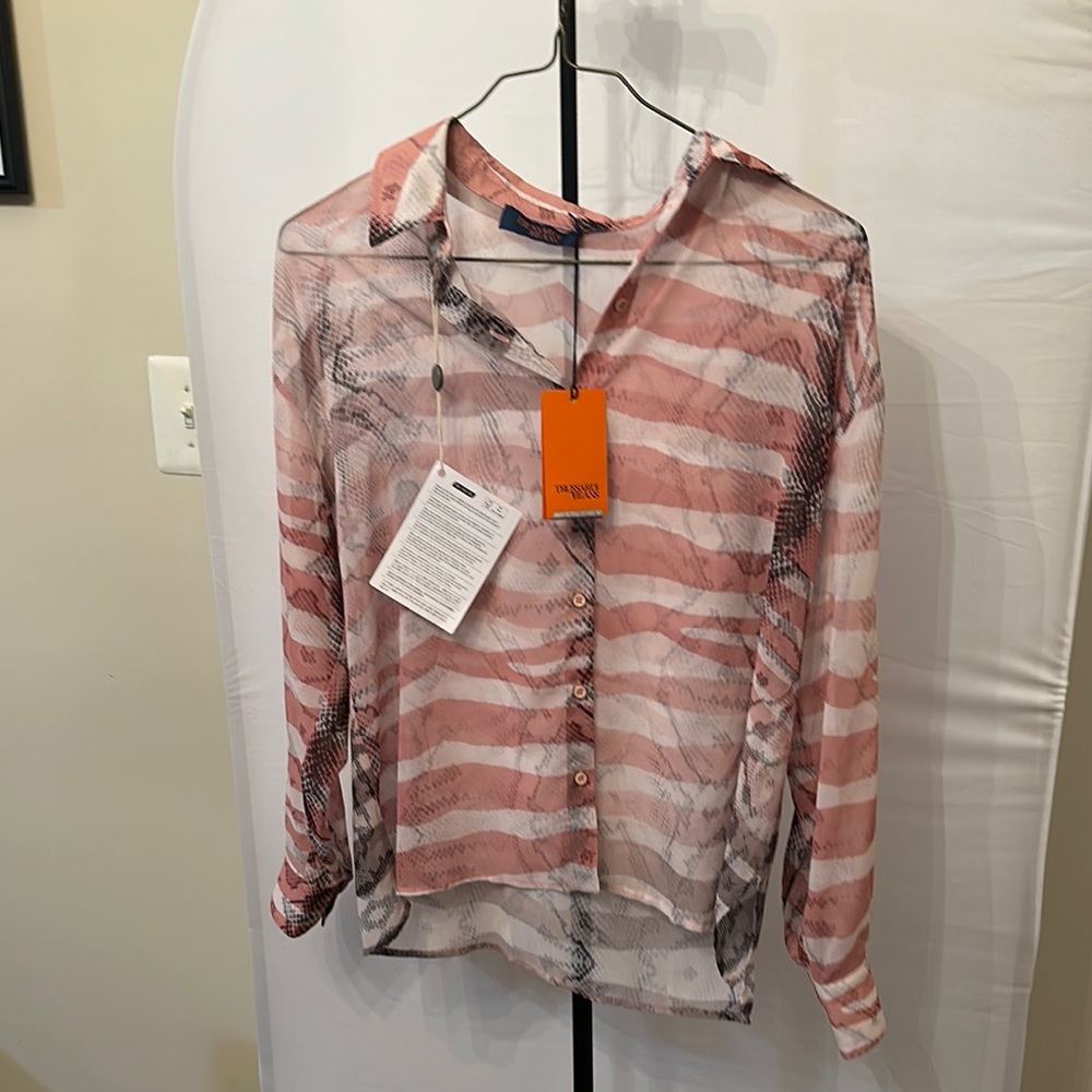 Trussardi Pink Long Sleeve Button Down Shirt